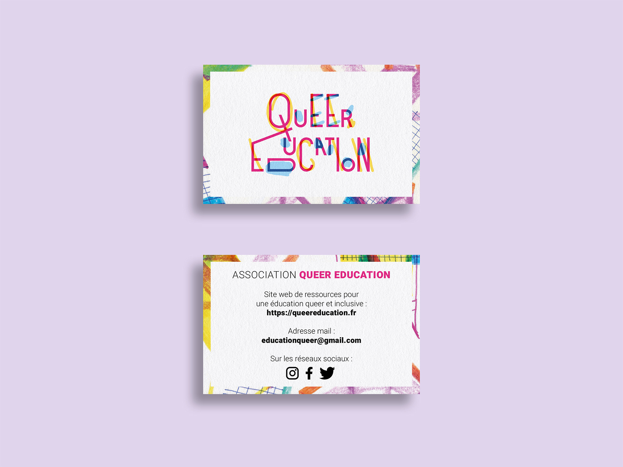 Carte de visite de l'association Queer Education