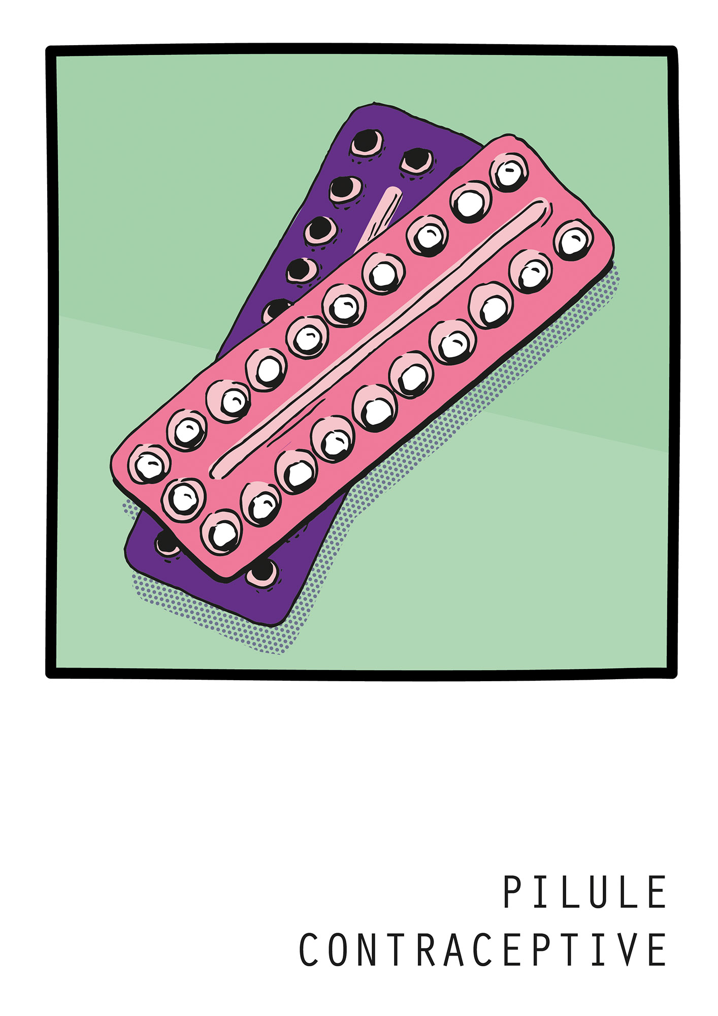 Illustration de comprimés de pilule contraceptive