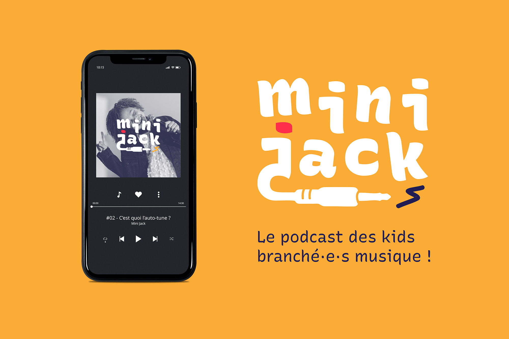 Bannière de pub du podcast fictif Mini Jack pour l'épisode sur l'auto-tune